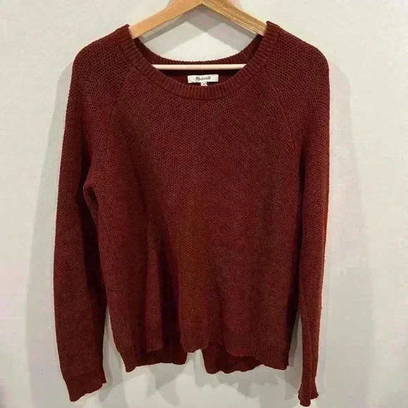 Madewell Women’s Province Cross Back Knit Pullover Sweater Rust Red Size M - Picture 4 of 8